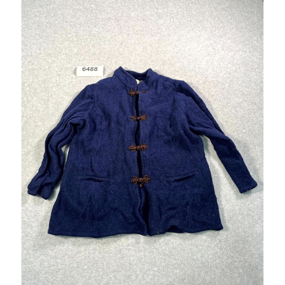Appleseed's Jacket Womens PXL Blue Wool Long Sleeve Outdoor Frog Toggle Button